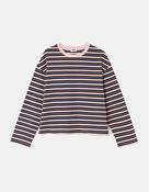 Pink Striped Round Neck T-Shirt