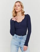 Blue Long Sleeve T-Shirt with Lace Detail image