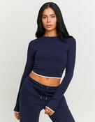 Basic Blue T-Shirt with Long Sleeves image