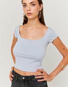 Blue T-Shirt With Square Neckline