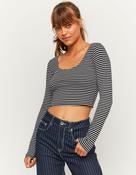 Basic Stripped Cropped Top image