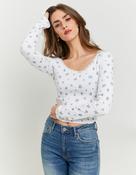 Floral Basic T-Shirt With Lace Trim