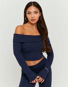 Basic Blue Off Shoulder T-Shirt image