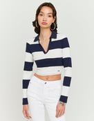 Striped Navy/White T-Shirt With Long Sleeves image