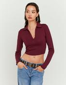 Basic Burgundy Long Sleeve T-Shirt