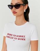 White Born To Scroll Printed Tee