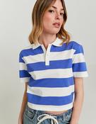 Striped White &amp; Blue Polo T-Shirt image