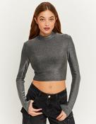 Grey Lurex Cropped Top image