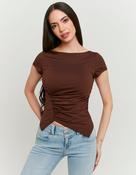 Brown Pleated Asymmetric Top image