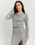 Silver Sequined Cropped Top image