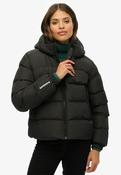 Hooded Sports Puffer Jacket - Black image