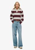 Ath Ess Cropped Stripe Rugby-Glacier Grey Marl/port Red Str image