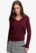 Wool Blend Cable V Neck - Port Marl image