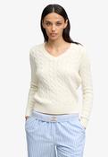 Wool Blend Cable V Neck - Cream image