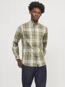 Brook Slub Check Long Sleeve Shirt-Olive Night image