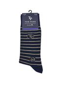Tom Penn Navy Tan Stripe Socks image