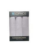 Sophos Men's White Cotton Handkerchiefs - 3 Pack image