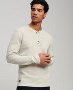 Waffle Long Sleeve Henley Top-Light Stone Beige image