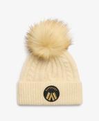 Cable Luxe Knit Beanie Hat-Oatmeal White