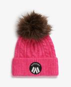 Cable Luxe Knit Beanie Hat-Hyper Magenta Pink