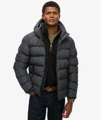 Hooded Sports Puffer Jacket-Ebony/ebony