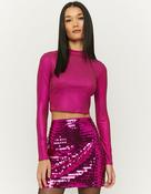 Long Sleeve Pink Reflective Cropped Top image
