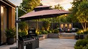 Luxury Commercial Grade Parasol Umbrella with Solar LED Lighting, Roman Coffee image