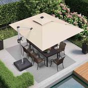 Luxury Commercial Grade Parasol Umbrella with Solar LED Lighting, Cream image