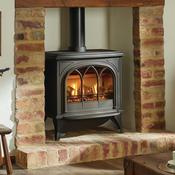 Stovax Huntingdon 40 - Matt Black Logs Clear Door Conventional Flue LPG (515-592)