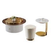 Custom Made Hot Sale Multifunctional Large Round Coffee Luxury Furniture Marble Top White Wooden Coffee Table