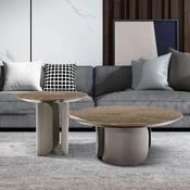 Custom Made Italian Designer Home Furniture Light Luxury Style Stainless Steel Gold Marble Round Coffee Table