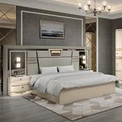 Cream Mirrored Bedroom Set – Custom Made Bed, Dresser &amp; Nightstands