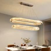 Crystal Oval LED Pendant Light – Gold Modern Design
