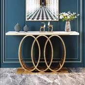 Wholesale Prices Modern Square Gold Metal White Art Marble Stone Top Console Table Long Slimline for Hotel Entrance Coffee