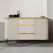 Modern Storage Sideboard Cabinet Sintered Stone Top Stainless Steel Wooden Console Table for Dining Room Furniture