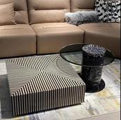 Custom Made Italian Minimalist Large and Small Combination Modern Simple Light Luxury Living Room square Shaped zebra Pattern Coffee Table image