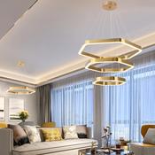 Hexagon LED Pendant Light – Modern Gold Frame Design