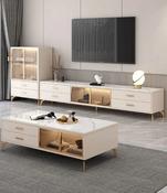 Marble Or Rock Slab Cabinets TV Unit – Custom Made Living Room Media Console