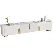 Rock Plate White Stainless Steel TV Unit – Custom Made Living Room Media Console