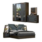 Luxury Grey Upholstered Bedroom Set – Custom Made Bed, Wardrobe &amp; Dresser