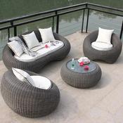 Leisure outdoor rattan sofa set, featuring a terrace garden design with PE rattan woven construction and waterproof furniture. image