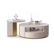 Custom Made Light Luxury Modern Rock Panel High and Low Round Coffee Table Combination Living Room Small Apartment Coffee Table