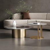 Custom Made Metal Two Coffee Table Set With Gold Stainless Steel Frame Marble Top Modern Living Room Center Table Furniture