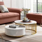 Custom Made Modern Multi Size Marble Coffee Table Corner Table Several Combinations Marble Top Coffee Table Set image