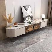 Stone Top Golden Metal Legs TV Unit image
