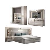 Contemporary Leather Upholstered Bedroom Set – Custom Made Bed, Dresser &amp; Nightstands