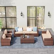 Outdoor  Sofa Set with Cushions - Wicker Patio Loveseat and Chair Furniture, Perfect for Garden, Poolside, or Backyard image