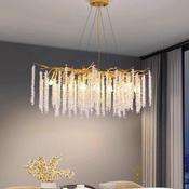 Luxury Gold Halo Chandelier – Crystal Waterfall Statement