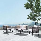Premium outdoor furniture leisure garden sofa set, featuring handmade rattan wicker chairs and a wicker sofa combination for living rooms and villas image
