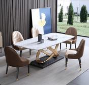 Custom Made Modern and simple stone Dining Table Set with a rectangular design, featuring light luxury marble for a refined household dining experience